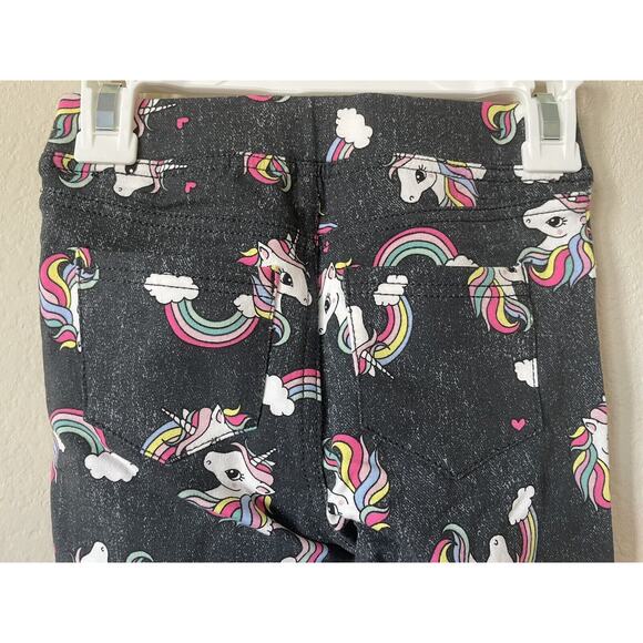 H&M Gray Unicorn Rainbow Hearts Elasticized Waist Treggings Jeggings Size 6 - Picture 7 of 9